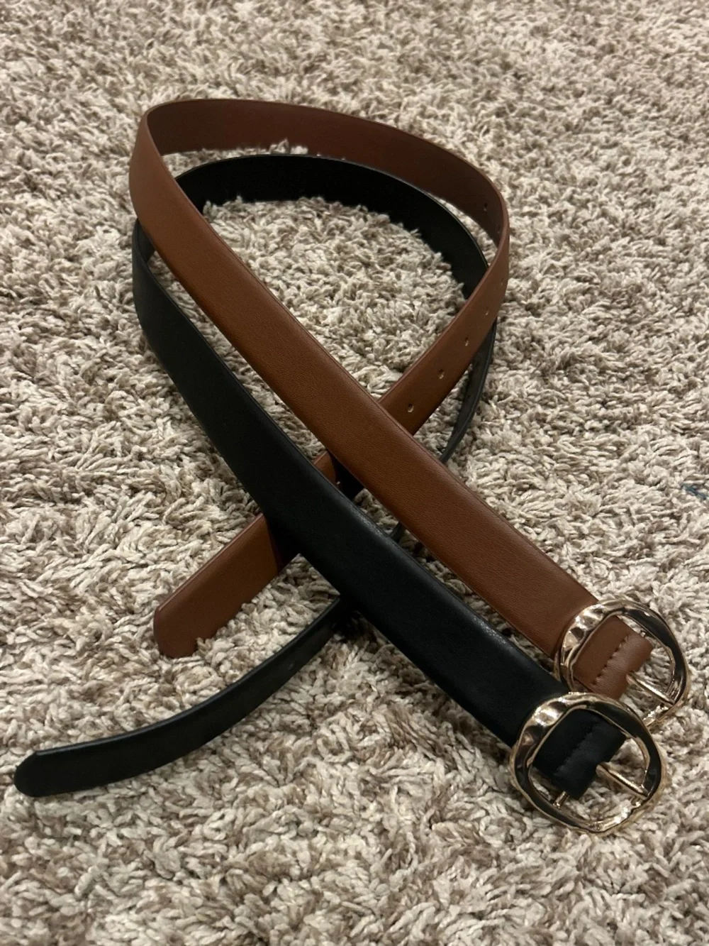 Women’s Belt Bundle Black & Brown Gold Buckle Size Small